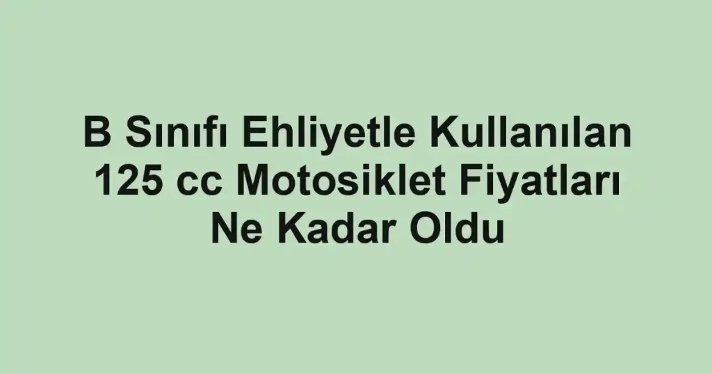 B Sınıfı Ehliyetle Kullanılan 125 cc Motosiklet Fiyatları Ne Kadar Oldu
