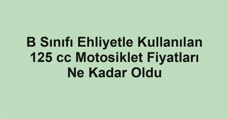 B Sınıfı Ehliyetle Kullanılan 125 cc Motosiklet Fiyatları Ne Kadar Oldu