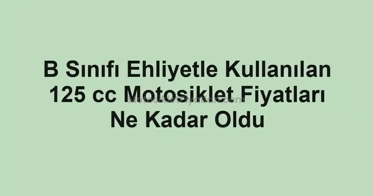 B Sınıfı Ehliyetle Kullanılan 125 cc Motosiklet Fiyatları Ne Kadar Oldu
