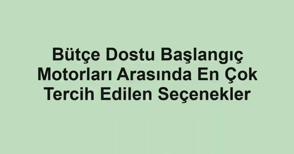 Bütçe Dostu Başlangıç Motorları Arasında En Çok Tercih Edilen Seçenekler