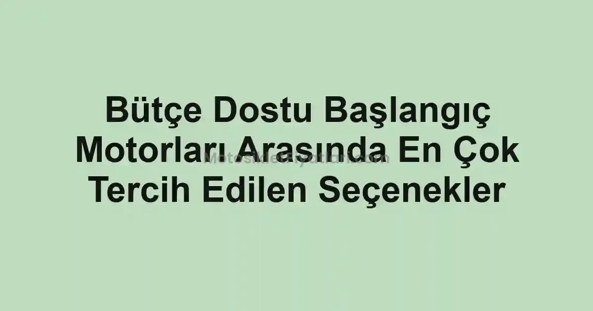 Bütçe Dostu Başlangıç Motorları Arasında En Çok Tercih Edilen Seçenekler